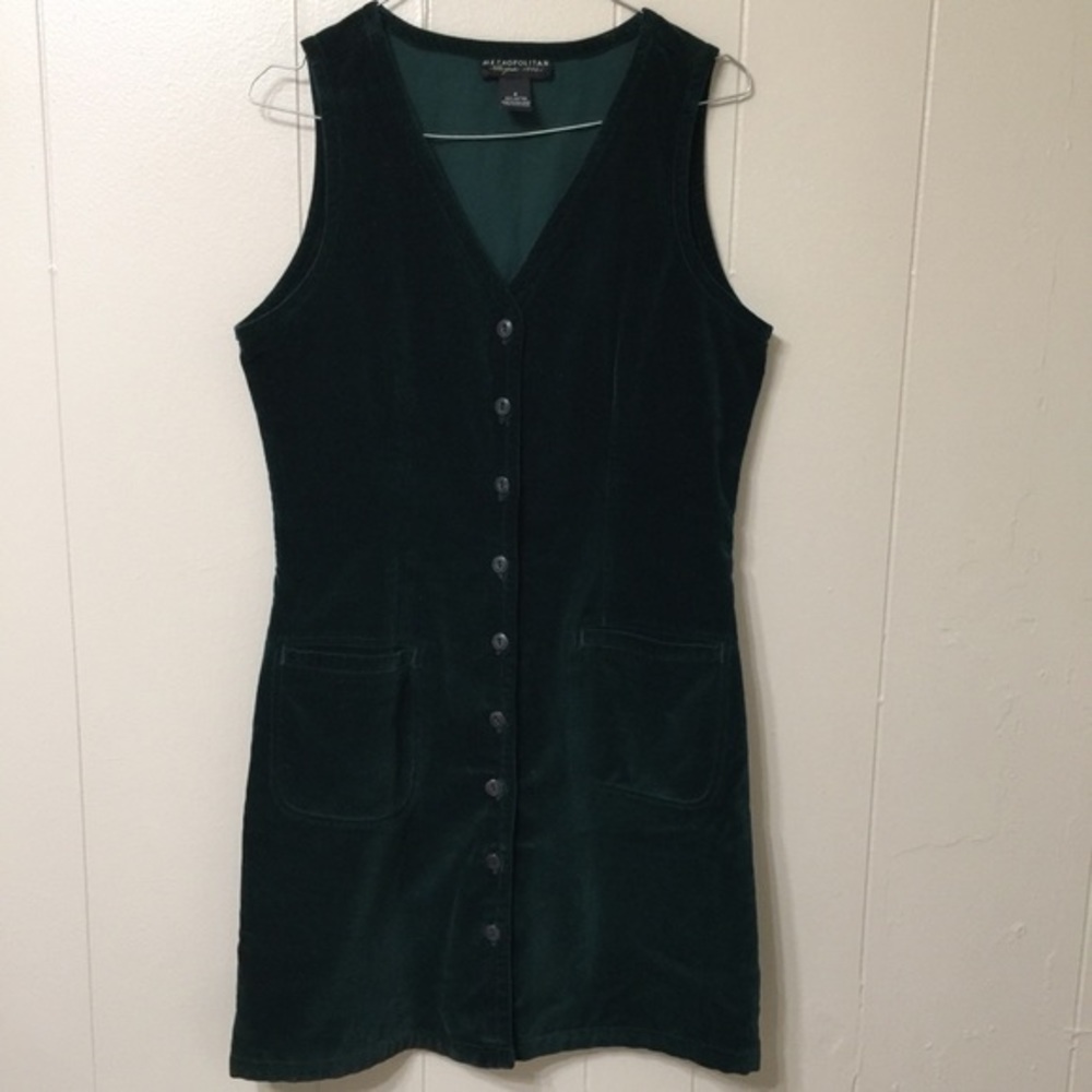 Green Velvet Button Down Dress
